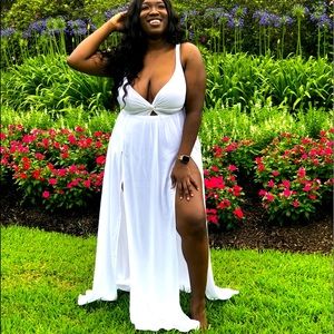 Tie Back Beach Maxi Dress w/Double Slit